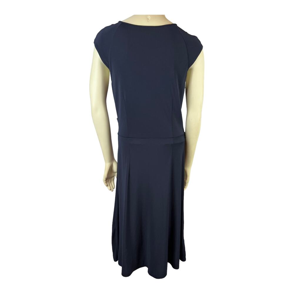 Ann Taylor Loft sz 10 Womens Navy Blue Rayon blend faux wrap dress - Picture 7 of 7
